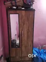 Wooden wardrobe with mirror