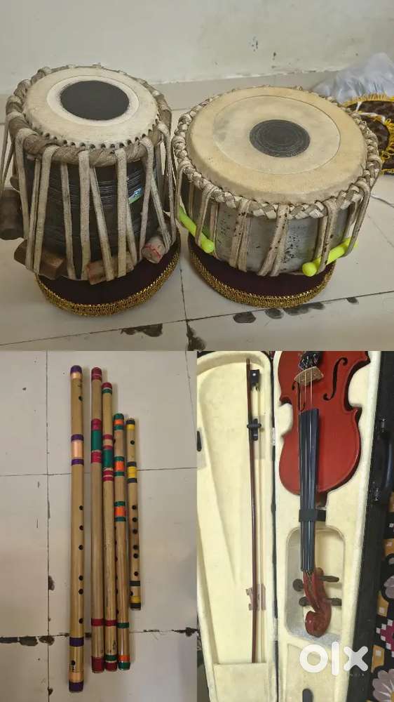 Tabla set, single dagga , violin , flute set