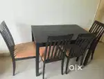 Stylish Dining Table With Glass Top - 4 Seater
