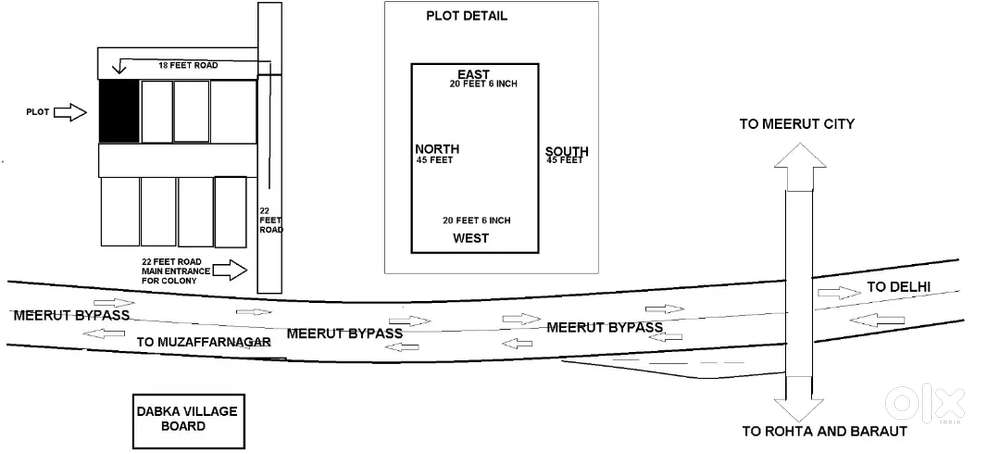 100 gaj plot for sale @ Dabka village Rohta Bypass meerut