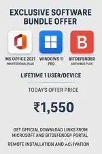 Special Software Bundle offer - MS office, Win 11 pro, Bitdender Ant