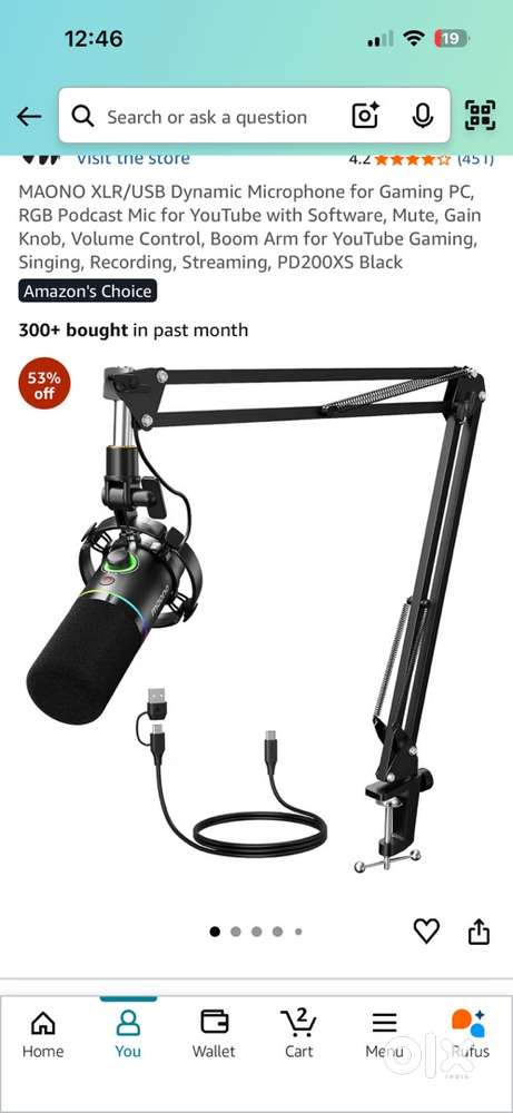 Maono mic with RGB light very less used