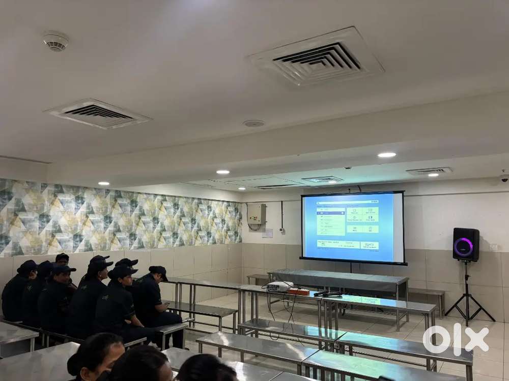 Projector and screen speaker Mike's rentals overall Bengaluru