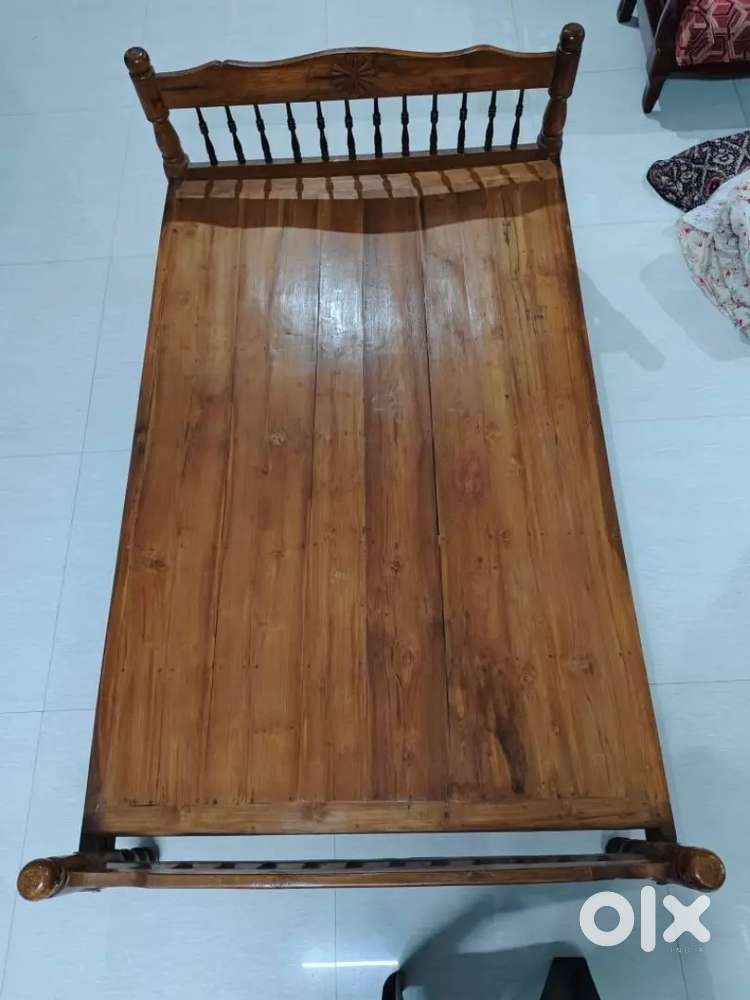 Wooden cot with Cotton bed 6*4 size