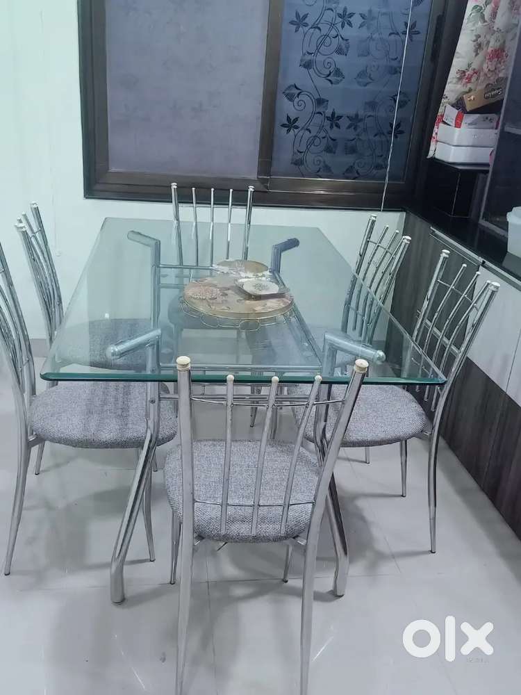 6-Seater Glass Dining Table in Excellent Condition