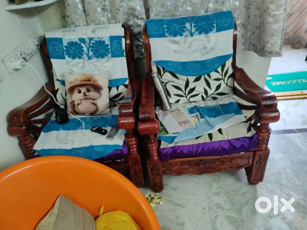 Wooden Sofa Set with Cushions.