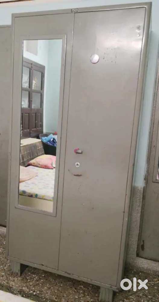 Used Metal Almirah with Mirror and Lock  Good Condition