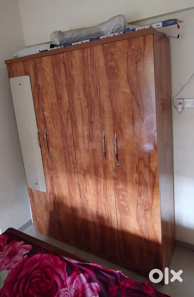 2 Double Door Wooden Cupboards – With Mirror – Good Condition