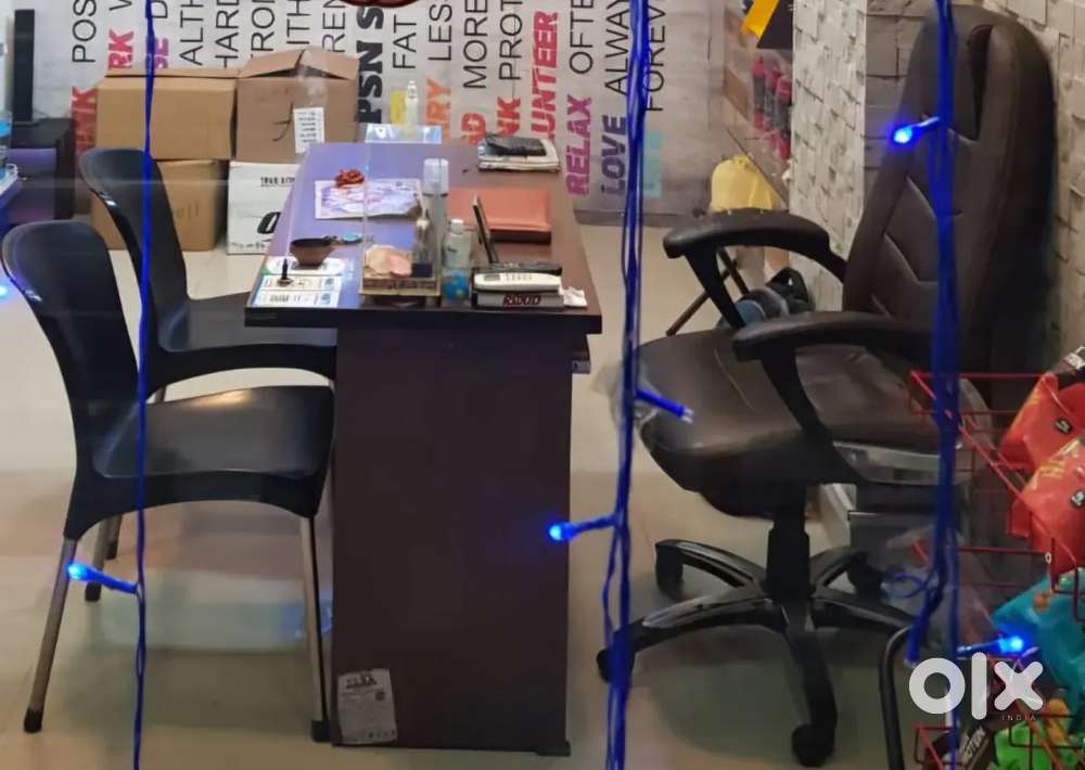 Wooden study cum office table with Master chair +2 ceilo chairs