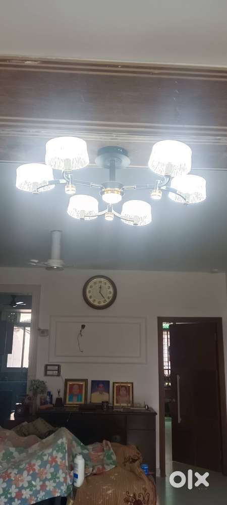 Decorative Shendiler to fix in drawing room roof 6 bulb 3 color lights