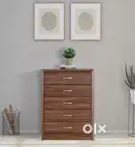 Pepperfry Yuko Chest of Drawers – Walnut Finish