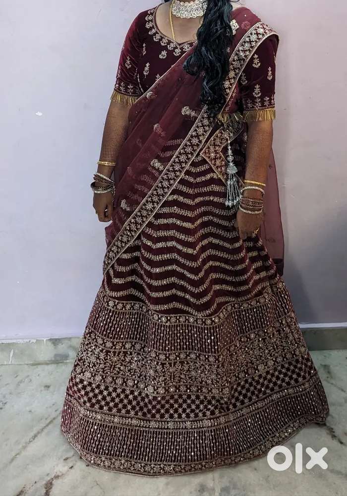 COMBO Royal Meron Lehenga and matching Royal kurta with jewellery sets