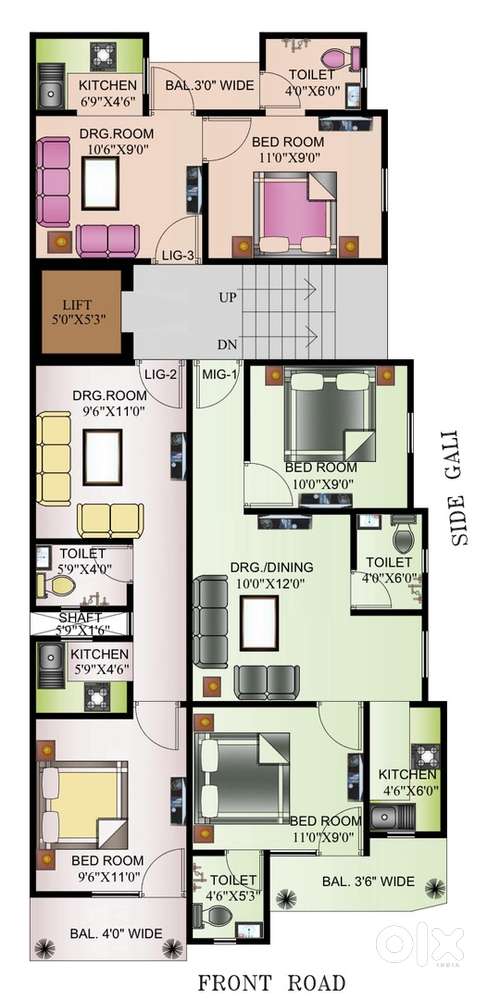 Luxurious 1 BHK flat with lift or car parking