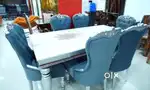 DINING TABLE WITH ITALIAN MARBLE 6 CHAIRS