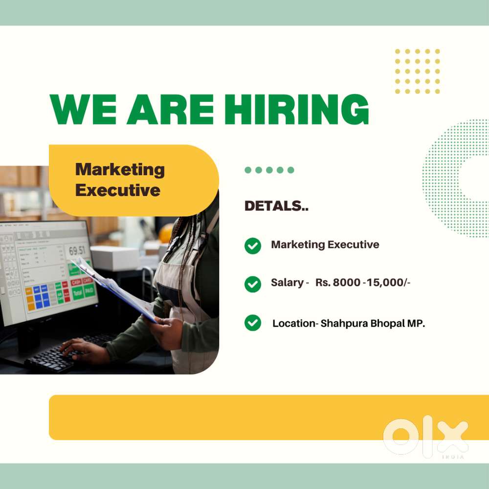 job for marketing executive, laptop compulsory