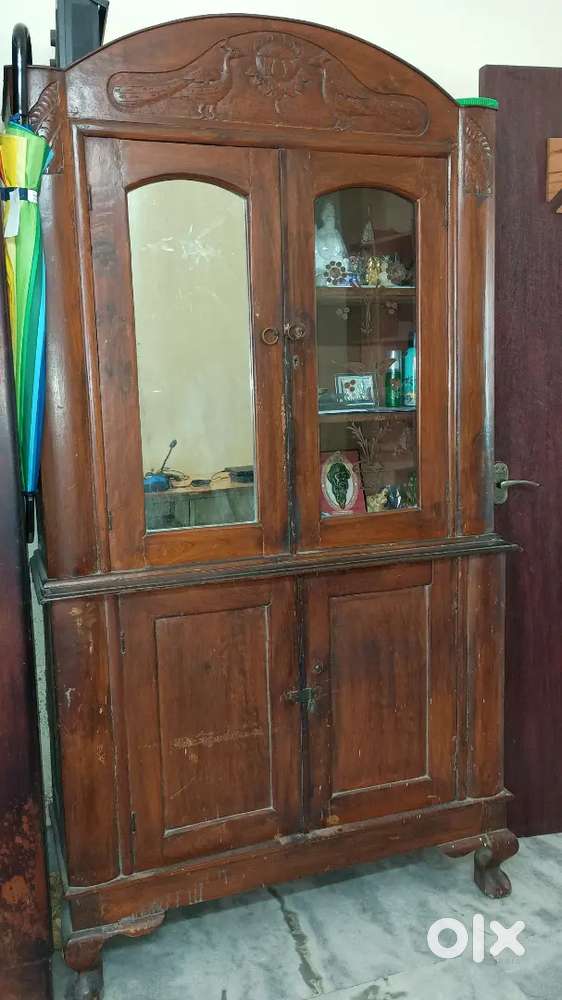 Vintage Segun Wood Wardrobe Glass Panels Included Lock Compatible