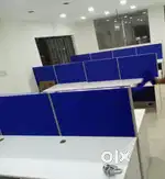 Refurbished Office workstation. Office floor mat. Glass partition