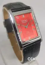 SEIKO SLIM SQ QUARTZ TANK RED DIAL RECTANGULAR JAPAN MADE WRIST WATCH