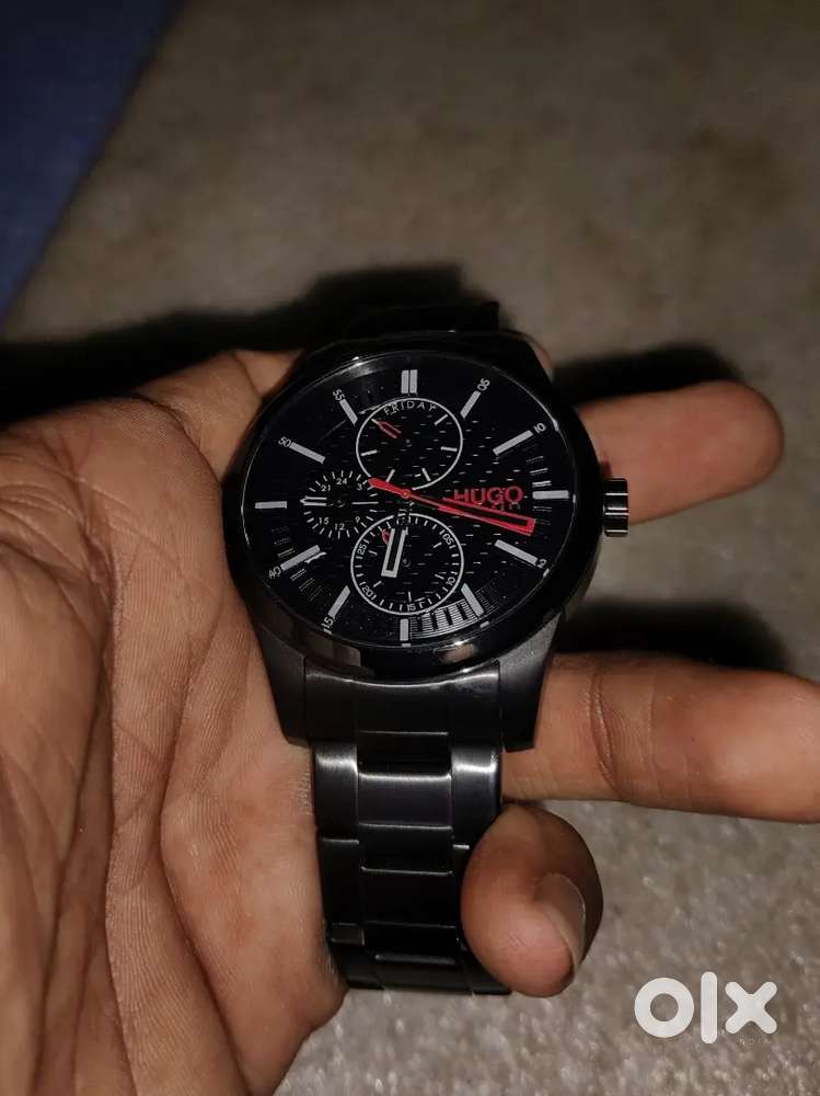 HUGO BOSS. Men's Black Dial Ionic Plated Black Steel Watch