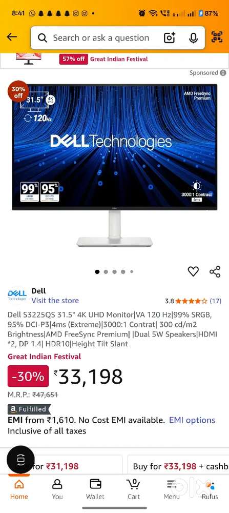 Dell 32inch curve monitor with speaker attached flawless condition