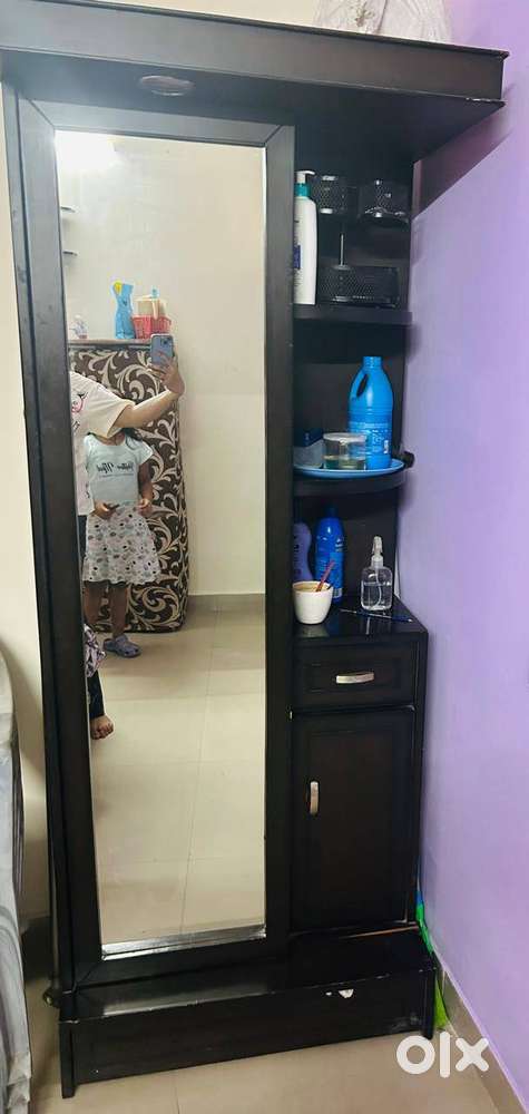 Wooden dressing table  Dark brown  Slide door