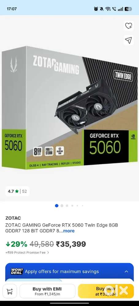 Graphics Card ZOTAC GAMING GeForce RTX 5060 Twin Edge 8GB.