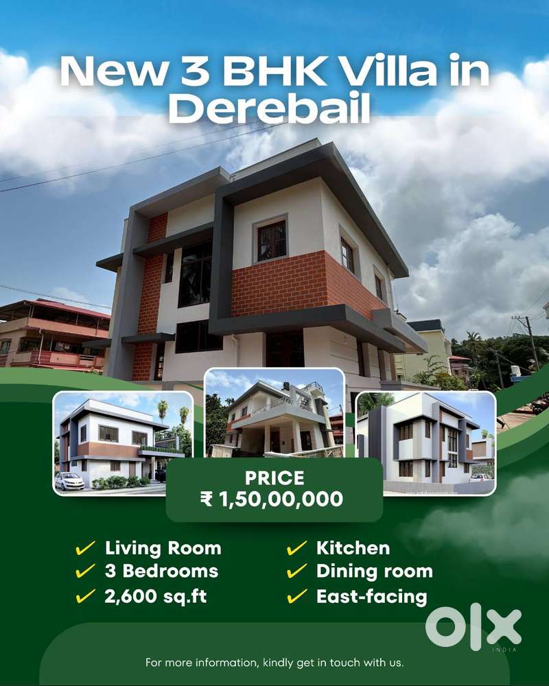 New 3 BHK Villa in Derebail near Nagakanika Temple.