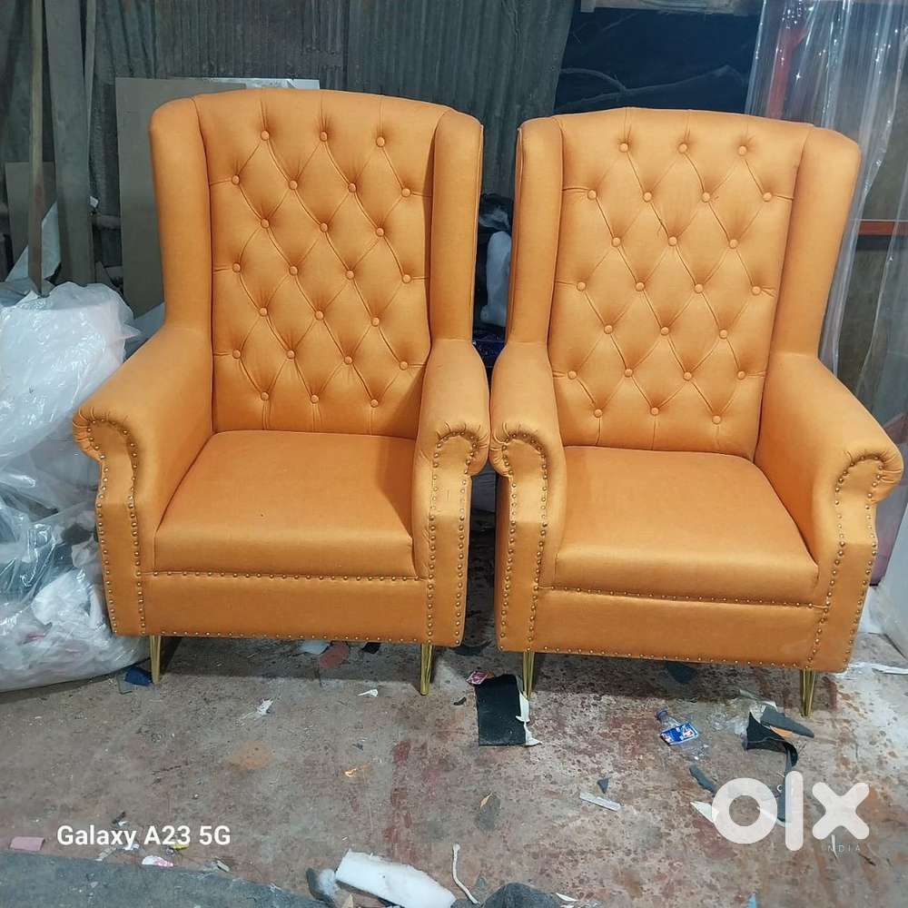 Wooden Boss Chair Maharaja Single Seater Sofa Highback Arm Chair.