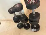 Dumbbells, bench and mat as good as new