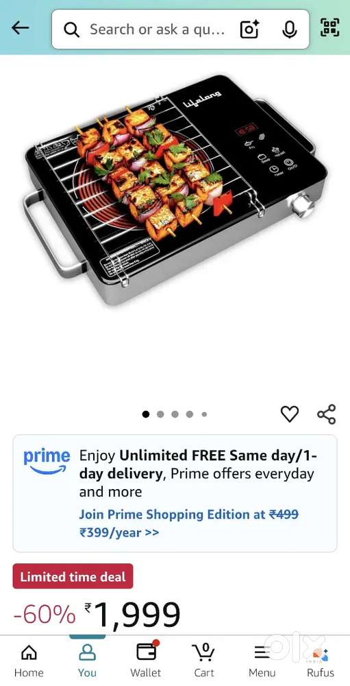 Lifelong 2000 Watt Infrared Induction Stove