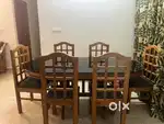 6seater, teak wood, glass top