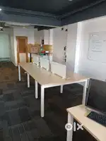 Office floor mat. Office workstation. Glass partition