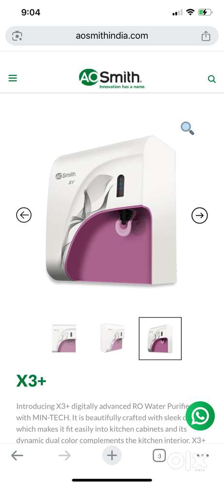AO Smith A3+ Water Purifier RO with MIN technology