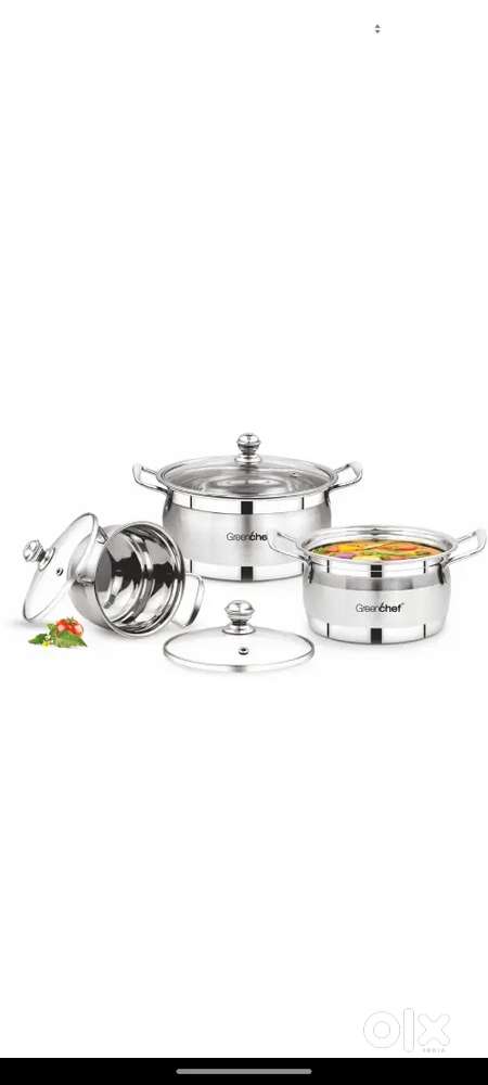 Brand new GREENCHEF Stainless Steel Cook and Serve Set