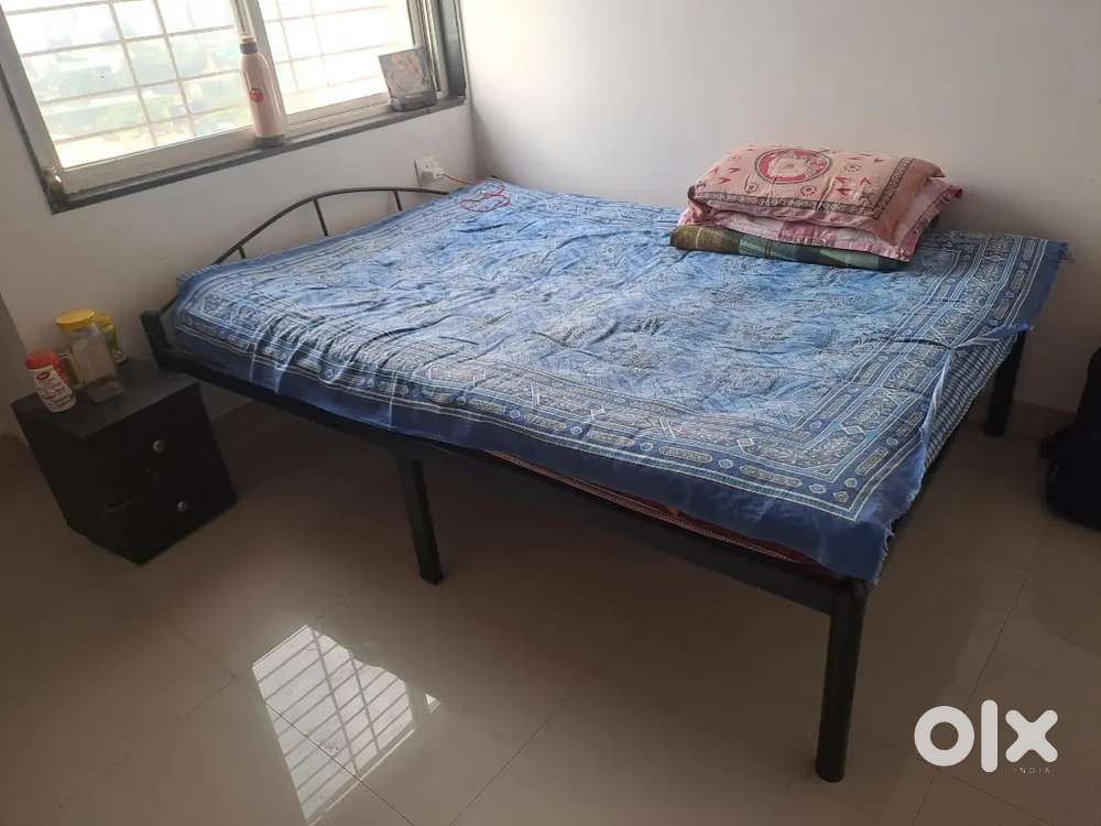 Steel Bed and wooden almirah