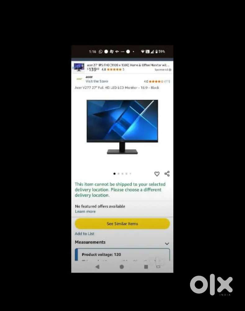 Acer V277 Unopened Monitor