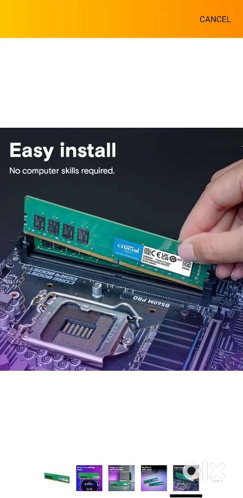 Crucial RAM 8GB DDR4 3200MHz CL22 (or 2933MHz or 2666MHz)