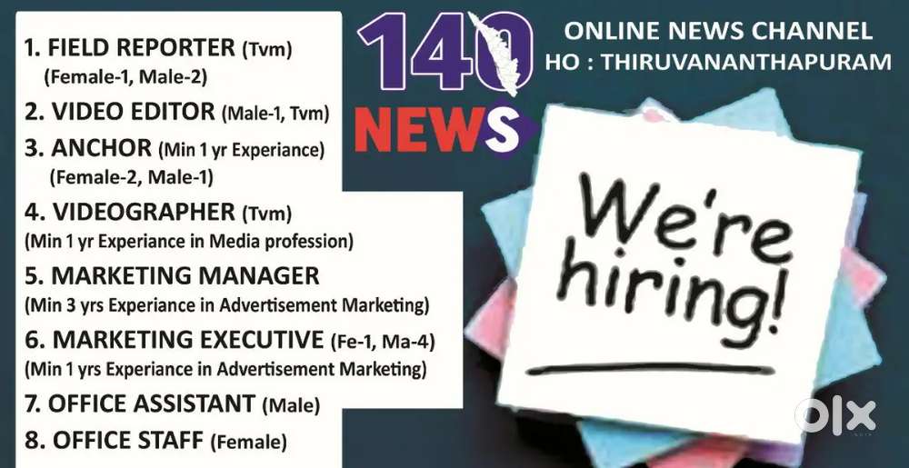140 news, online malayalam news channel required