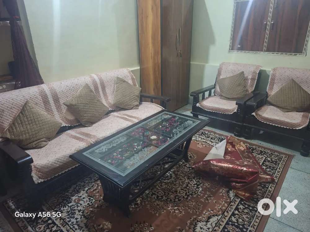 Sagon wooden sofa set with table