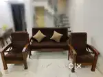 *WOODEN SOFA SET WITH CUSHION (PILLOWS INCLUDED)