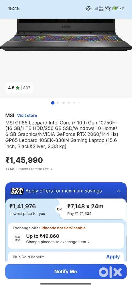 MI High End Gaming Laptop