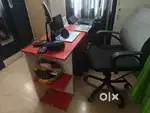 Red coloured computer work table