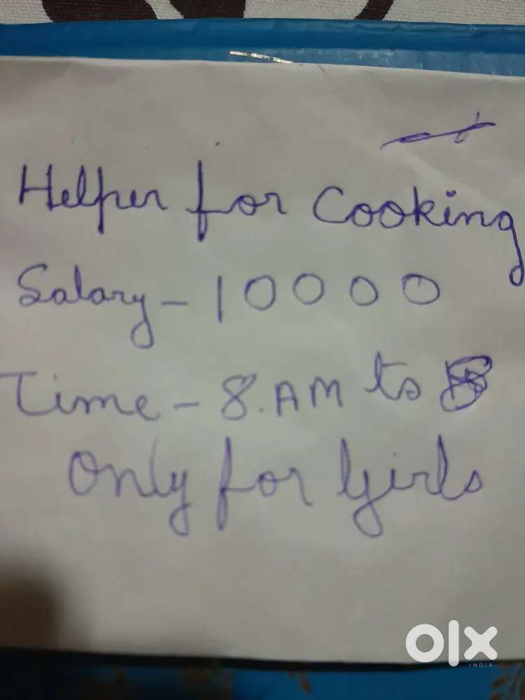 Cooking for helping only girls