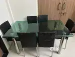 6 seater Toughened glass curved time table w
