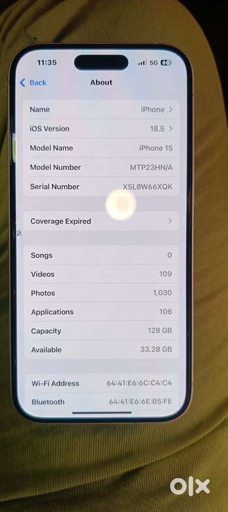 Iphone 15 128 gb yellow colour 18 month old