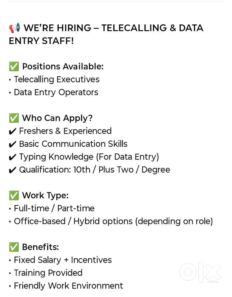 Data Entry and Telecalling