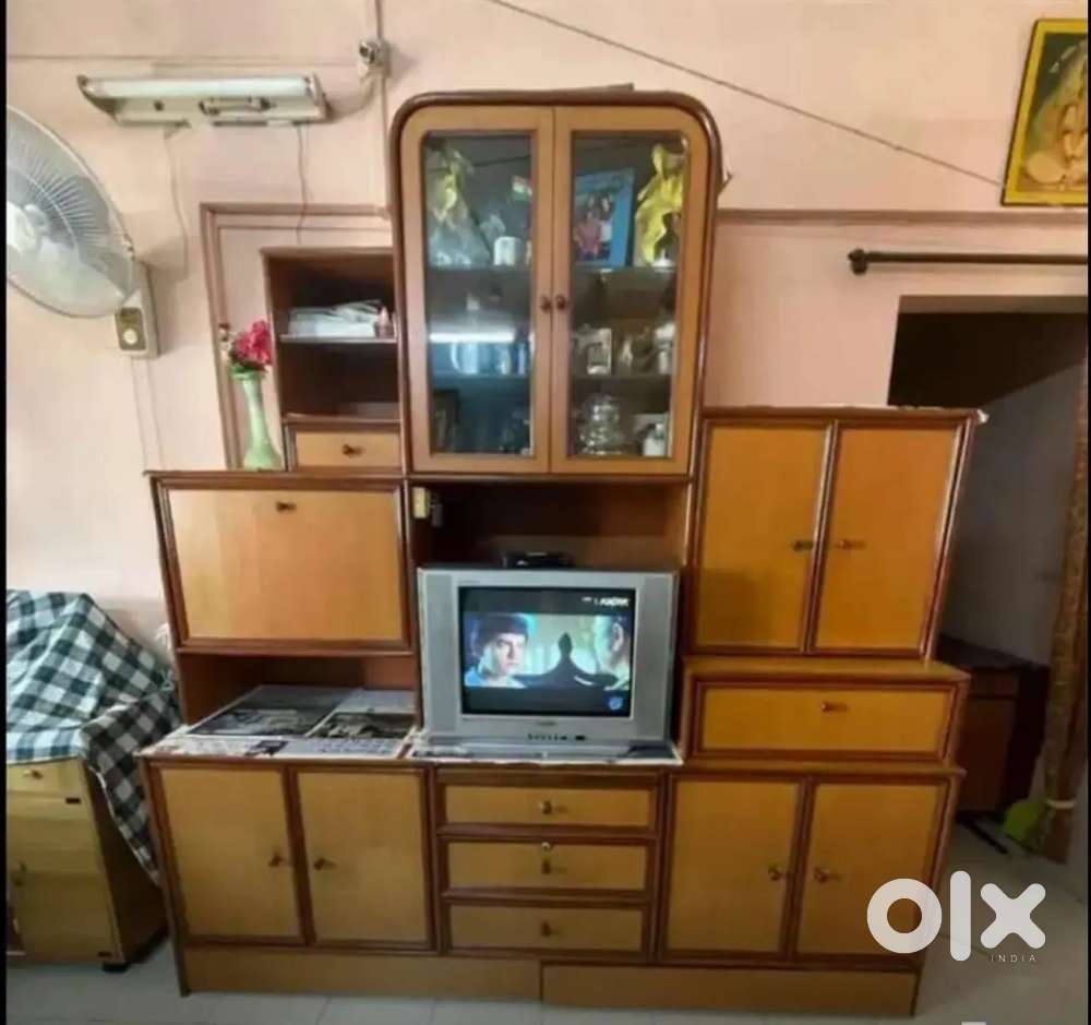 Marine Wood Showcase with TV Unit (2 piece detachable)