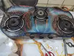 Peacock print glass 3 burner