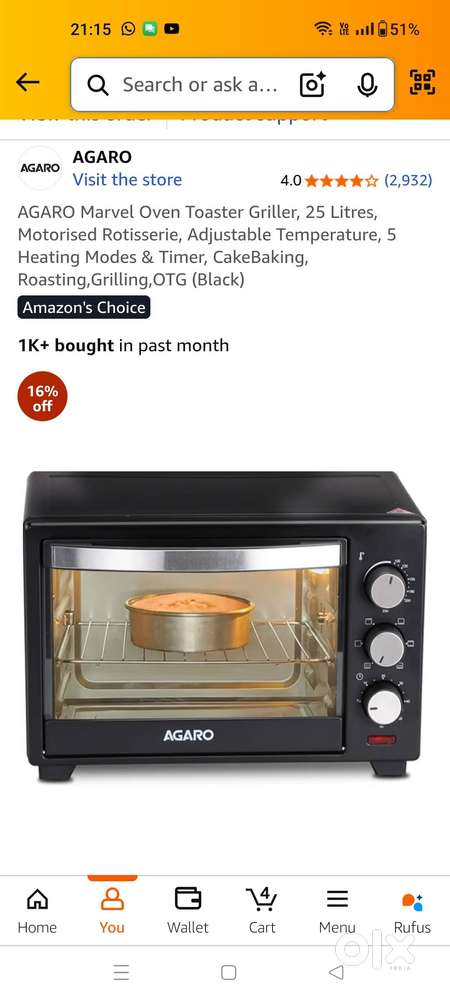 Agaro Marvel - OTG oven 25 litres for sale