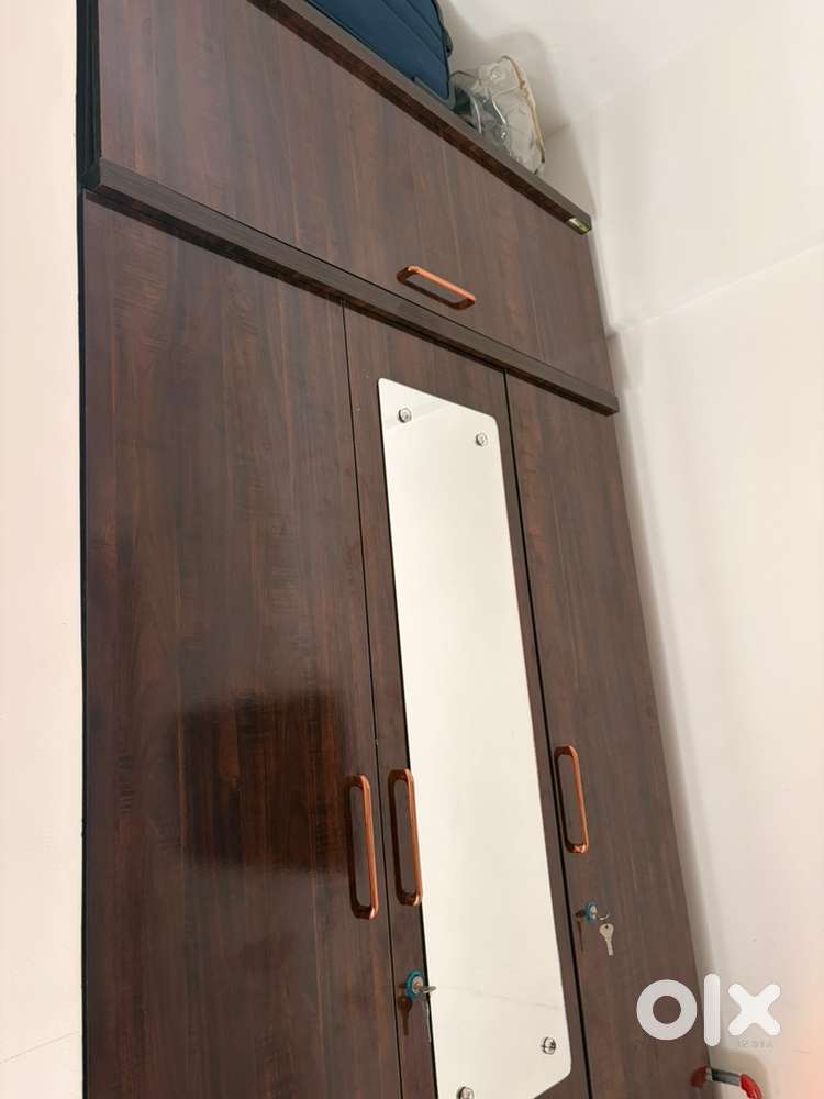 2 Premium 3-Door Wooden Wardrobes with Mirrors – Excellent Condition